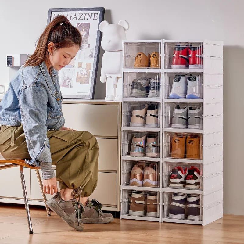 Plastic Folding Shoe Box 4 Shelves