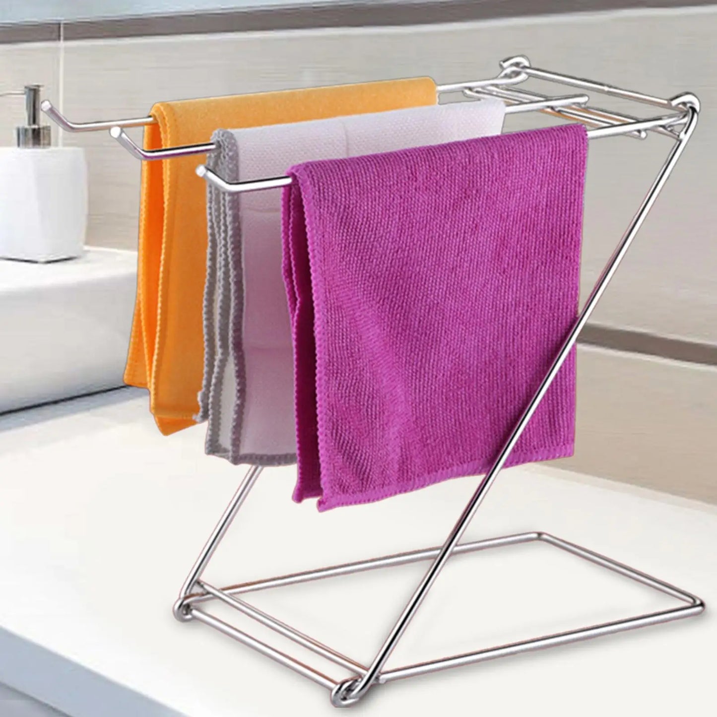 Hand Towel Rack Dishcloth Rack Multifunctional Hanging Shelf Foldable Rag Rack Washcloth Drying Rack for Home Sink Countertop