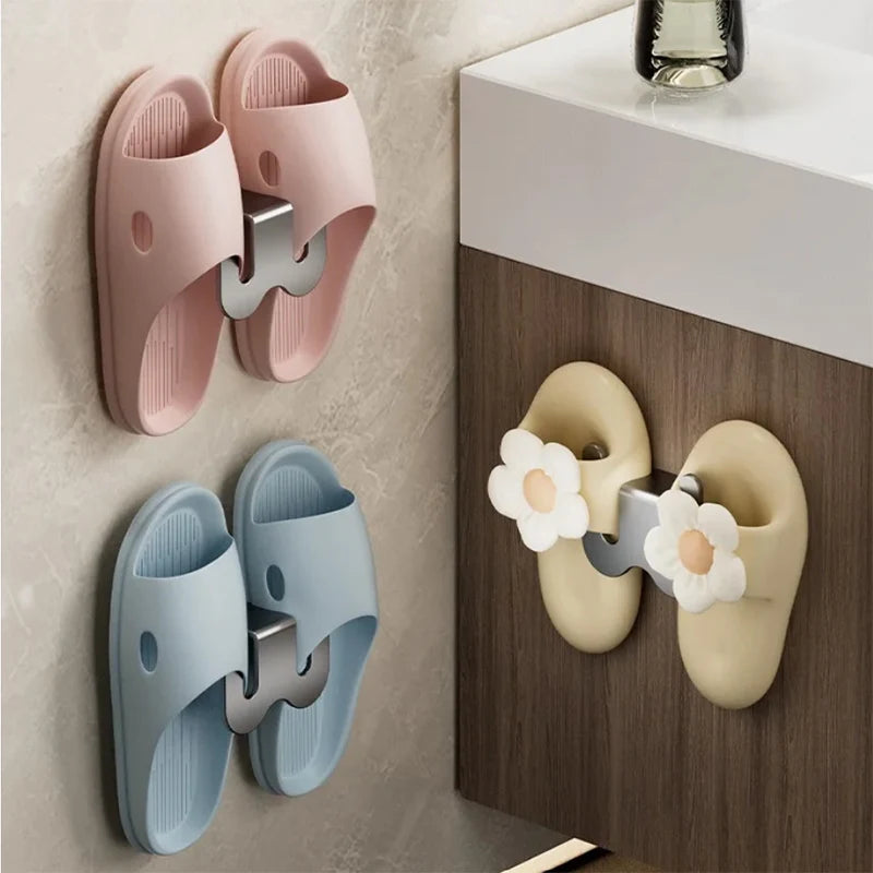 No Punching Bedroom Neat Storage Shoe Drying Slippers Rack Bathroom Rack Slipper Hook Toilet Drainage Rack Wall Mounted