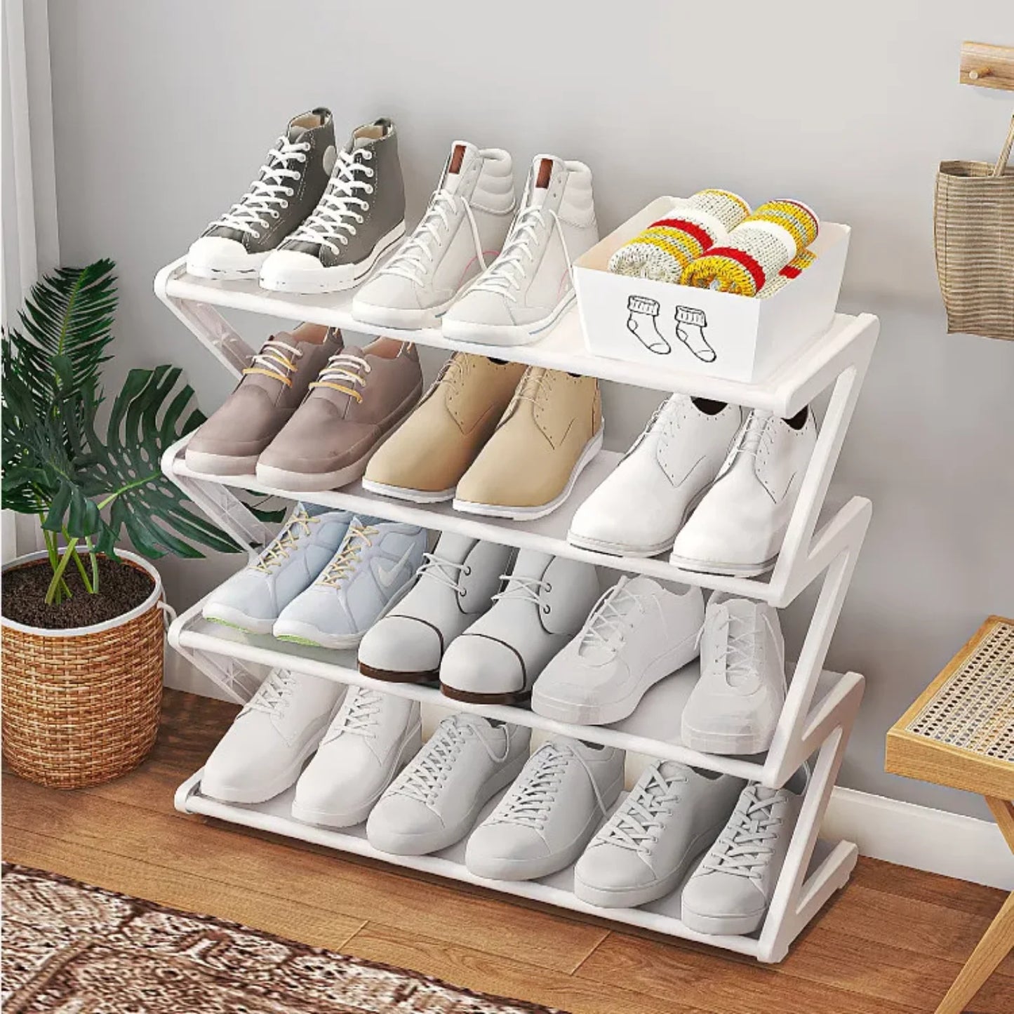 Simple z-shaped Fabric Dust-proof Shoe Rack Shoe Cabinet Household Multi-layer Space-saving Shoe Multi-functional Storage Rack