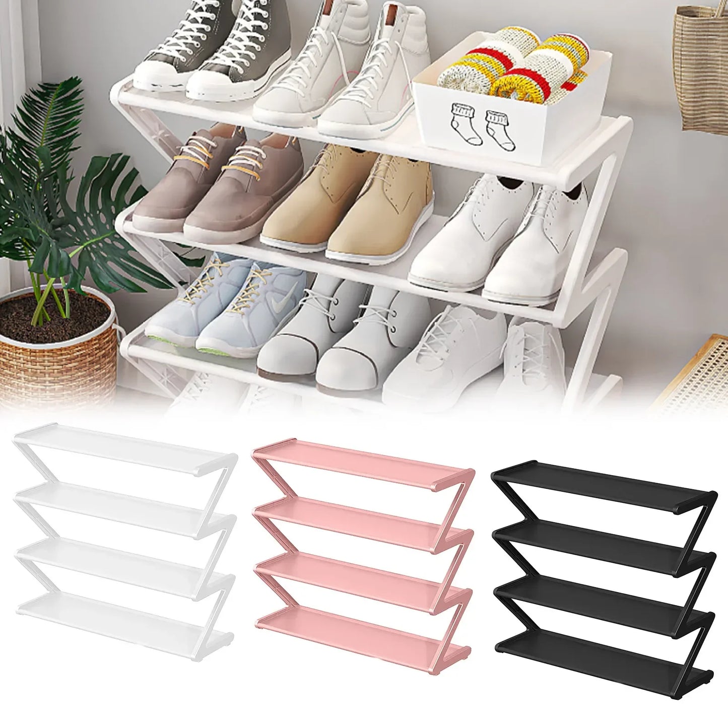 Simple z-shaped Fabric Dust-proof Shoe Rack Shoe Cabinet Household Multi-layer Space-saving Shoe Multi-functional Storage Rack